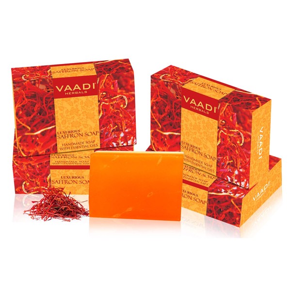 Vaadi Herbals Saffron Oil Bar Soap, 5.3 Ounce Each (Pack of 4)