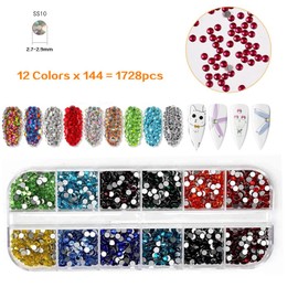 4608 Pieces Flat Rhinestones, Back Round Gemstones, Nail Crystals Rhinestones for Nails Set Mix 12 Colours (SS10) and 6 Sizes (SS4-SS16) for Crystal White and Crystal White AB