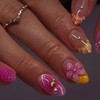 24Pcs Summer Press on Nails Short Almond Fake Nails with