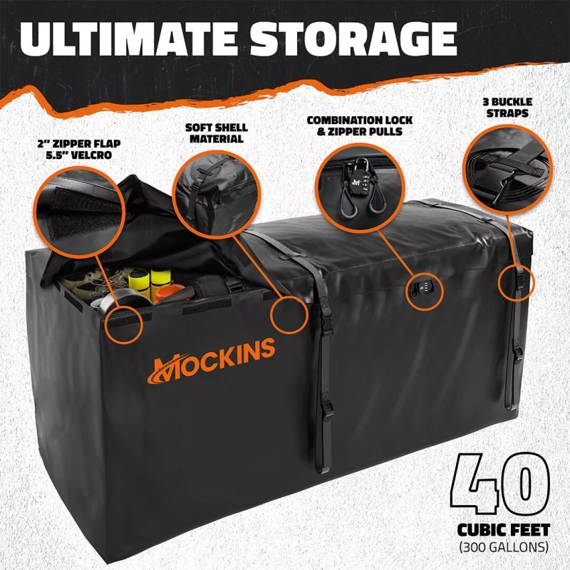 Mockins 40 Cu Ft. Black Waterproof Car Carrier Cargo Bag