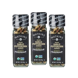 Watkins Organic Grinder, Garlic Peppercorn, 2.7 Ounce, 3-Pack