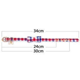 Puppy Collars for Small Dogs - StrawberryEC Adjustable Puppy Id Buckle Collar Leather. Cute Plaid Bowtie Blue Dog Collar (Bow-Blue-Grid)