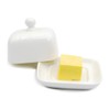 NAGU Small Rectangle Butter Dish with Lid, White Procelain Domed