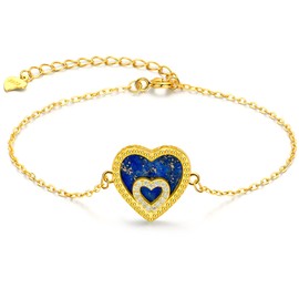 JANDY SHINE Heart Bracelet Silver, Gemstones Heart Pendant Bracelet, Christmas, Birthday, Valentine's Day, Mother's Day or Wedding Anniversary Gifts for Girlfriend, Wife, Mom, Sterling Silver