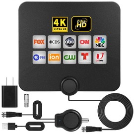 Upgraded Amplified HD Digital TV Antenna Long 350+ Miles Range - Support 4K 1080p for Sony Tv Model KD75X85J - Indoor Smart Switch Amplifier Signal Booster - Extra Long HDTV Cable/AC Adapter