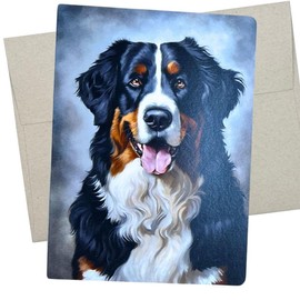 Whitman and Daughter Bernese Mountain Dog Greeting Card (1 Premium Card, 5X7 Inch) dog card blank for every occasion like birthday, or thank you - 837