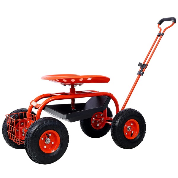 TREATLIFE HOME Rolling Garden Scooter with 360 Swivel Seat, Heavy-Duty
