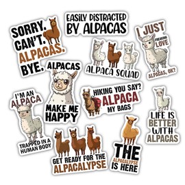 (10pcs) Alpaca Sticker Alapcas Decal Funny Cute Alpaca Gift Funny Gifts Multiple Different Design, Waterproof, UV- Resistant, Suitable for Tumbler, Laptop, Car, Truck