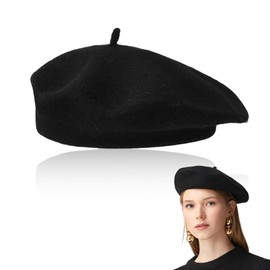 XUZOPIM Beret Women's Beret, Women's Hat, Retro Winter Hat, Beret, Fashion Accessory Jewellery, Flat Cap, Women, Suitable for Meetings with Friends, Party Decoration (Black), black