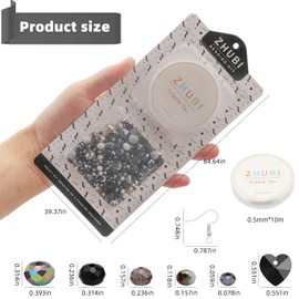 Black Crystal Bead DIY Set - Approx. 600-Piece Glass Beads Kit with Mixed Size Crystal Rondelles & Heart Pendants - Perfect for Jewelry Crafting - Elegant Gift Box