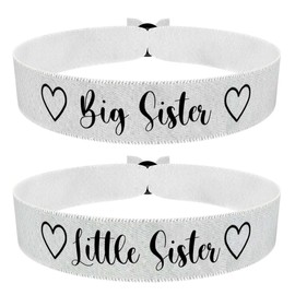 2er Set Big Sister und Little Sister Armbänder - Weiße Stoffarmbänder für Familie & Freunde - Handgemacht - Verstellbar - Perfektes Geschenk für Schwestern - Cooles Accessoire für jeden Anlass