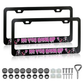 Scream Ghost Skull Face License Plate Frames - 2 Pack Car Plate Holder Cover Metal Tag Frame Cute Funny Horror Ghost Skull Face Car Tag Cover Holder with Free Screws Fasteners Caps