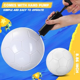 12 Size 5 6 Size 5 All White Soccer Ball Plain Soccer Ball Blank Christian Charity Donation with Needle Pump for DIY Painting Training Signatures (White)