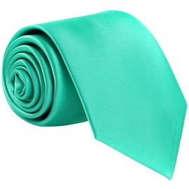 Fortunatever Corbata de satén sólido para hombre, corbatas hechas a mano con varios colores + caja de regalo, Azul (Ice Blue), Medium