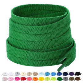 Stepace 2 Pairs Flat Shoelaces, 8mm Wide Premium Replacement Shoe Laces for Trainers, Sports, Casual Shoes, Green (Green)