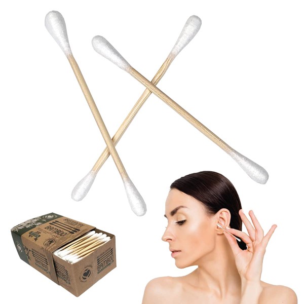 300PCS Bamboo Cotton Sticks, Bamboo Cotton Wadding Sticks, Versatile, Eco-Friendly and Compostable for Ear Cleaning