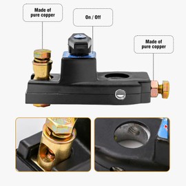 Car Battery Disconnect Switch 12V/24V Heavy Duty, Battery Isolator Kill Switch, Battery Cut Off Switch and Power Off for Car Truck RV Boat