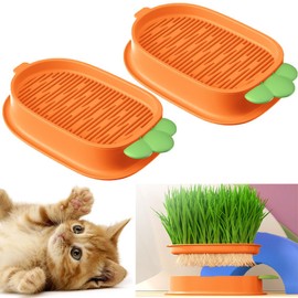 Esforzarse Pack of 2 Hydroponics Cat Grass Box, Cat Grass Growth Set, Cat Grass Germ Tray for Cat Dogs, Pets, Carrot Cat Grass Tray Growth Set, Cat Grass Germination Tray