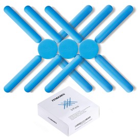 3/Pack Foldable Trivets Silicone, FENGCHEN Folding Trivets, Non-Slip Collapsible Cross Compact Design Expandable Silicone Pot Holder, Blue