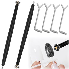 JUJUGO Cat Eye Nail Magnet Tool, Set of 6, Heart Shaped Magnet (4 Pieces) + Cat Eye Nail Art Pen (2 Pieces), 3D Cat Eye Magnetic Nail Art, Professional Salon Tool, For Beginners to Veterans