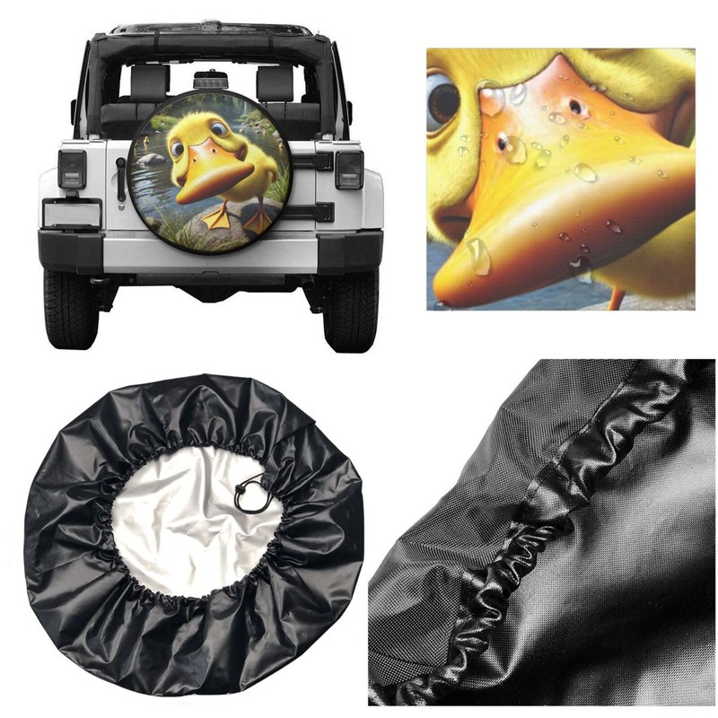 Funny Duck Spare Tire Cover with Unique Print, Weatherproof Wheel