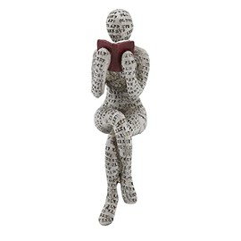 Estatuilla de Mujer Lectura de Resina, Innovadora Señora Lectura Pulpa Moldeado Estantería Adornos Estilo Pensador Estatua de Resina para el Hogar Oficina Decoración de Escritorio(D)