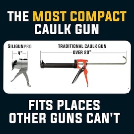 SILIGUN™ PRO Compact 24:1 Caulking Gun - No Drip Caulk Gun - Patent Design - Lightweight Aluminum Frame - Works with All 10 oz Tubes (SILIGUN PRO)