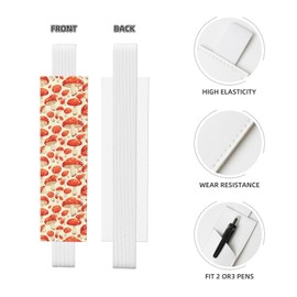 YYHWHJDE White Adjustable Pen Holder Bookmark Leather 8.3-1.8 in Suitable for Most notebooks Diaries Manuals Book Mushroom Printing