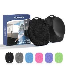 COLGEIFY, Shower Bath Brush, Large Size of Soft Bristles for Men & Women After Gym, Exfoliating and Deep Clean, Back Suction Cup Easy to Store and Dry (Black)