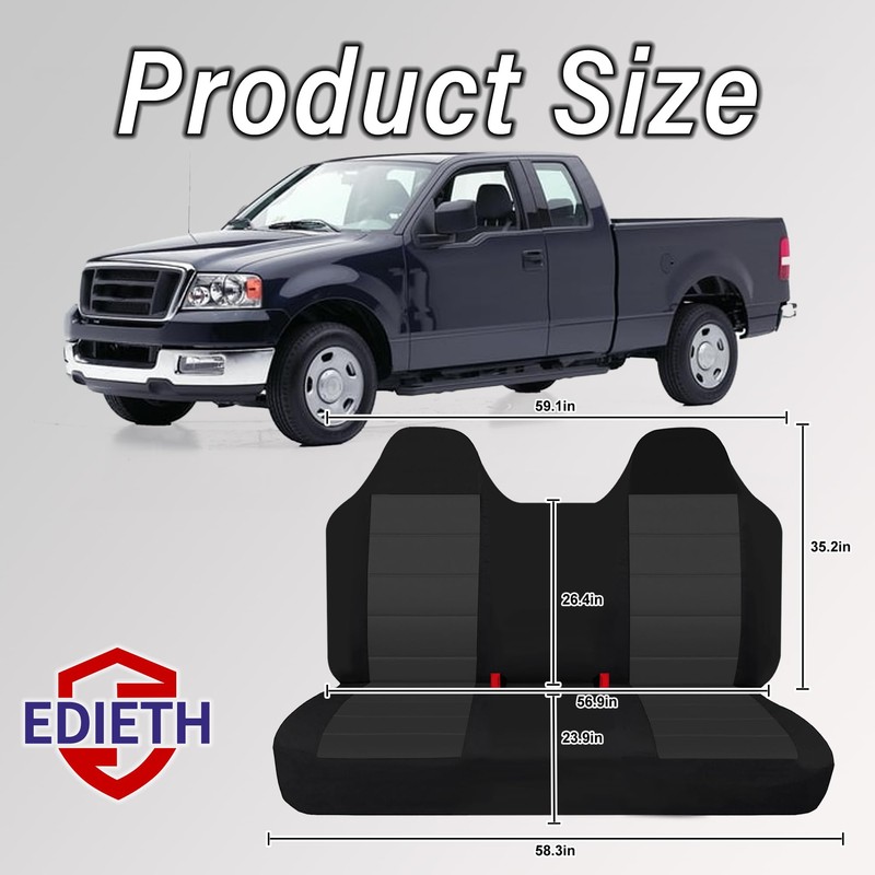 EDIETH Front Bench Seat Covers with Molded Headrests for Ford