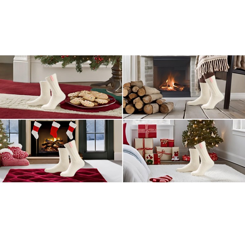 LK Trend & Style SOXS White Wool Sleeping Socks Women's