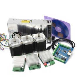 CNCTOPBAOS 3 Axis Nema23 Stepper Motor 270oz-in 76mm 3A+TB6600 Driver 10-45V 4.5A+4 Axis USB Mach3 Control Board Motion Card+350W 24V DC Switching Power Supply CNC Router Controller Kit
