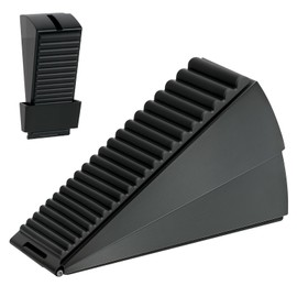 HAIMST Adjustable Large Door Stoppers, Heavy Duty Spring Loaded Tall Doorstop Jammer Rubber Door Stopper Wedge with Storage Holder for Any Heavy Doors up to 3" Gap, Black