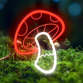 COLORNEON Neon Mushroom Sign, Aesthetic Mushroom Neon Light for Wall Decor, 3D Engraved Mushroom Night Light Create Forest Vibes for Kids Room, Garden, Valentine's Day Gift