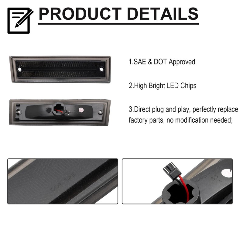 Mynoway Front LED Side Marker Lamp Replacement for C/K C1500