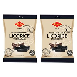 Halva European Style Licorice - Finnish Sweet and Soft Eating Licorice - 7 Ounce Bag - Pack of 2 (Original Black)
