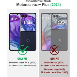 For Moto Razr Plus 2024 Case Poetic with Kickstand Hinge Protection Rugged Cover - Metallic Blue