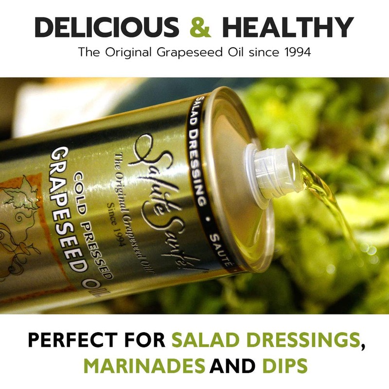 Cold Pressed Grapeseed Oil by Salute Sante! High Temperature Cooking,