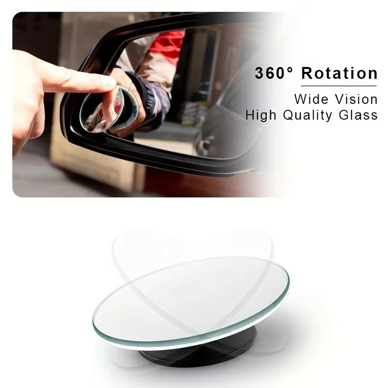 Round Blind Spot Mirrors for Cars – 360° Adjustable Wide-Angle