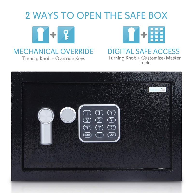 Serenelife Premium Steel Alloy Digital Safe Box - 9.1" x