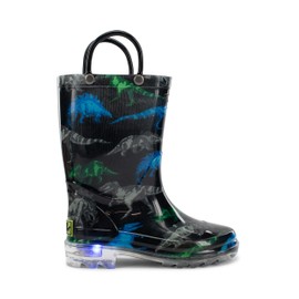 Western Chief girls Light-up Waterproof Rain Boot, Dinosaur Friend, 1 Little Kid US