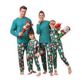 QUNISY Family Pajamas Christmas Matching Sets Xmas Family Pjs Set Couple Holiday Jammies Women/Men Festival Sleepwear Adult and Kids Santa Claus 12T