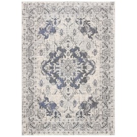 SAFAVIEH Monaco Collection Accent Rug - 3' x 5', Ivory & Grey, Boho Chic Medallion Distressed Design, Non-Shedding & Easy Care, Ideal for High Traffic Areas in Entryway, Living Room, Bedroom (MNC243B)