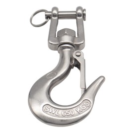316 Stainless Steel Clevis Slip Hook with Swivel Lifting and Safety Latch - American Type - 5/16 Inch - 1430lbsf - Rigging Accessories Chain Hook