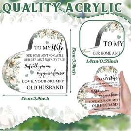 Yulejo Gifts for Wife from Husband for Women Acrylic Heart Gifts for Her Anniversary Wedding Birthday Keepsake Table Centerpiece Decorative Sign