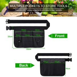 KBNIAN Multifunctional Work Tool Belt Unity Double-Sided Tool Pouch with 7 Pockets Wear-Resistant Waterproof Canvas Nail Pouch Belt for Home Garden Electrician Carpenters Roofers Builder - Black