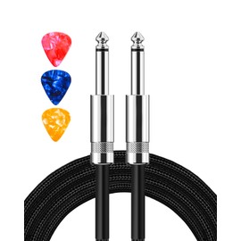 Aqdocvf Guitar Cable, Guitar Cord 20ft AMP Cord for Bass & Electric Guitars/Keyboard/Mandolin TS 1/4 Inch Instrument Cable, Pro Audio Straight Angle Black