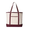 Q-Tees 34.6L Large Canvas Deluxe Tote One Size Natural/ Maroon