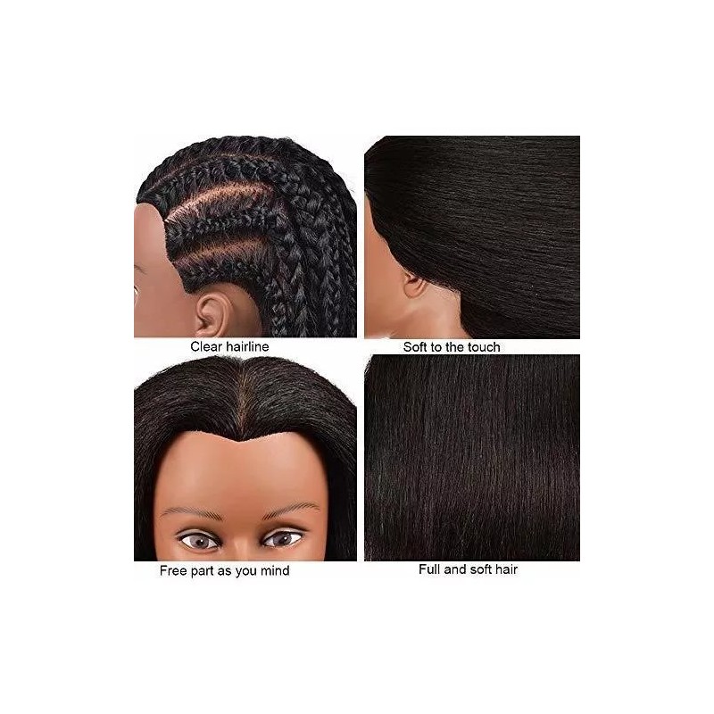 Pwwdada Maniqui Cabeza Cabello Natural Negro 40 Cm Pwwdada