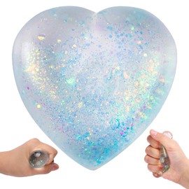 Heart Shape Stress Balls for Adult and Kids (Blue) - Sugar Ball, Squishy Toys for Stress Relief and Party Favors